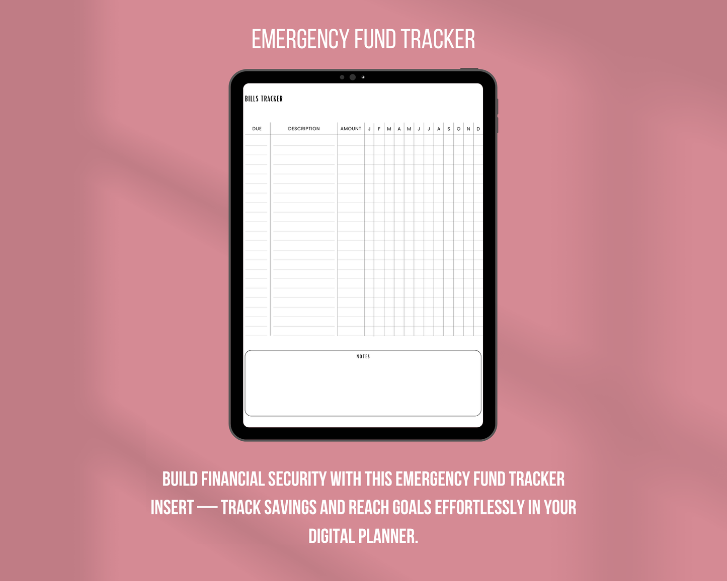 Emergency Fund Tracker Insert | Ink & Ivory Digital Planner