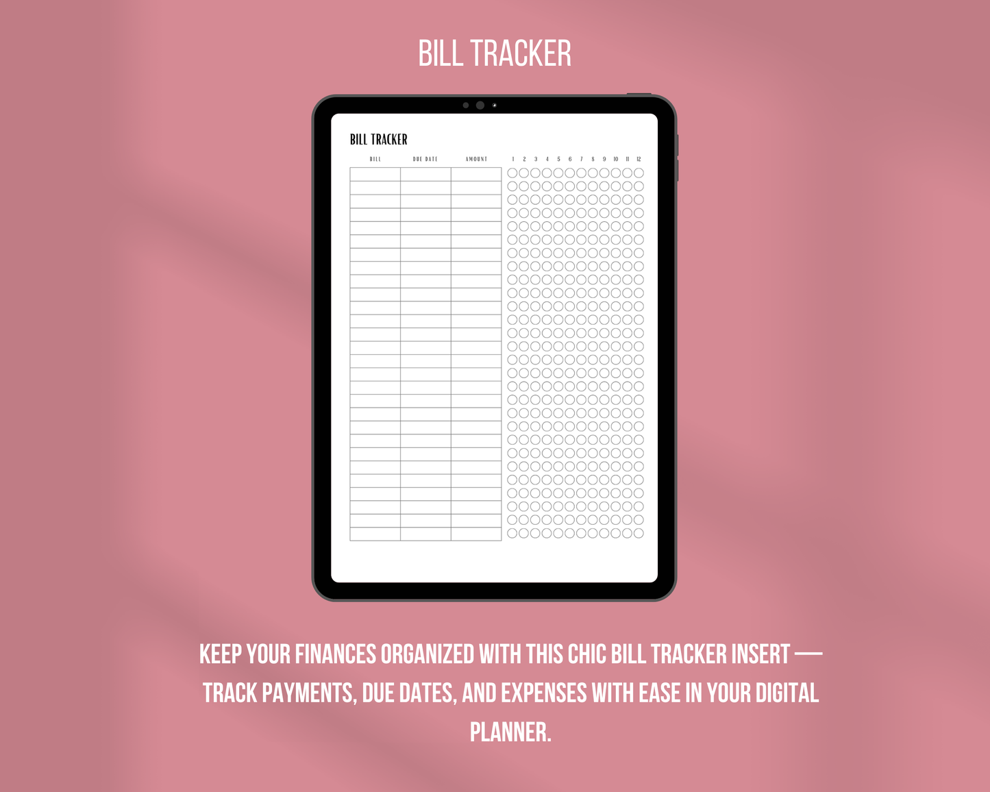 Bill Tracker Insert | Ink & Ivory Digital Planner