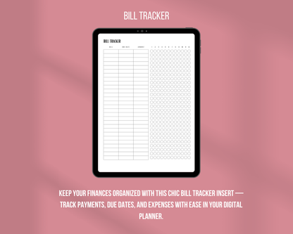 Bill Tracker Insert | Ink & Ivory Digital Planner