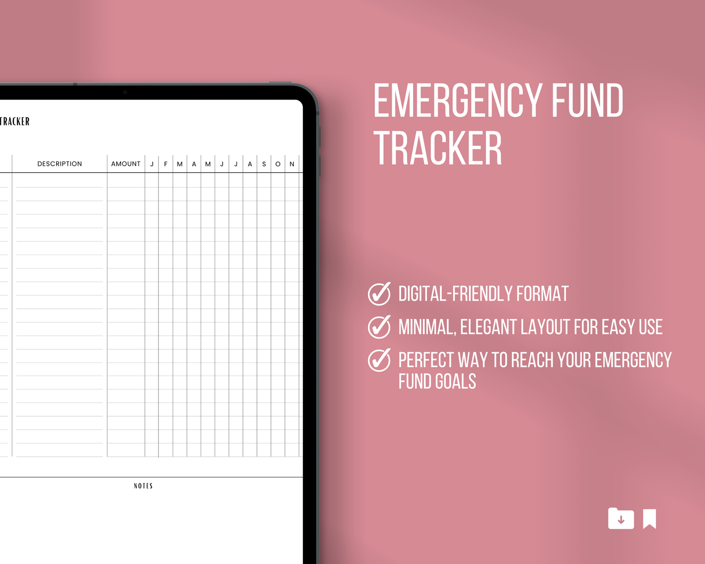 Emergency Fund Tracker Insert | Ink & Ivory Digital Planner