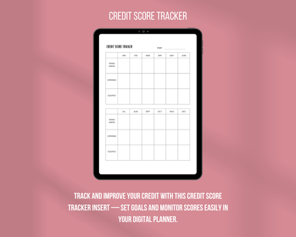 Credit Score Tracker Insert | Ink & Ivory Digital Planner
