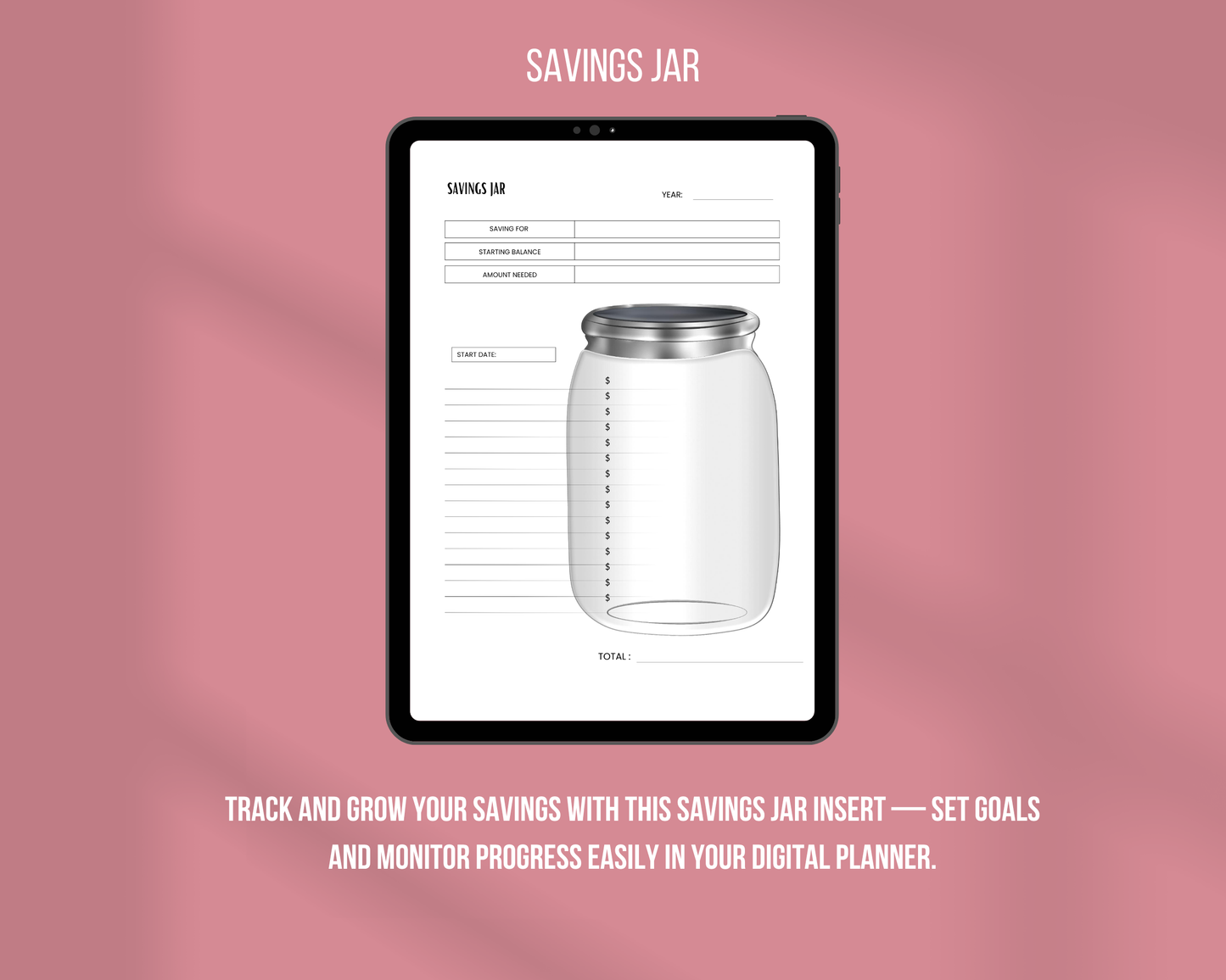 Savings Jar Insert | Ink & Ivory Digital Planner