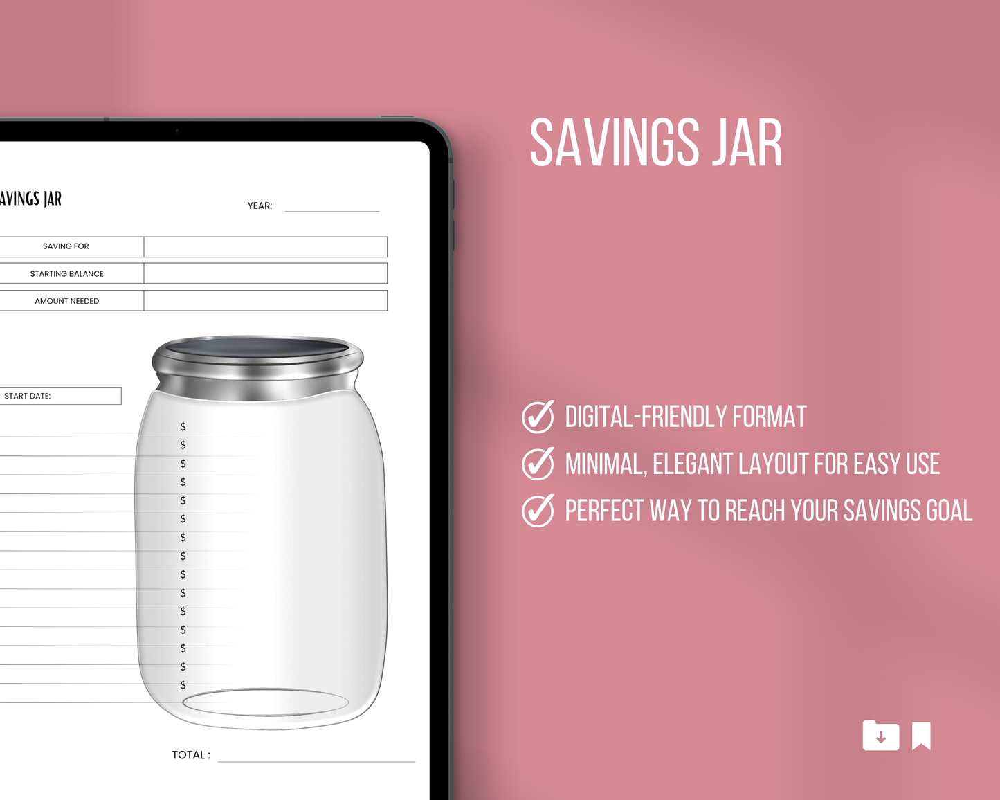 Savings Jar Insert | Ink & Ivory Digital Planner